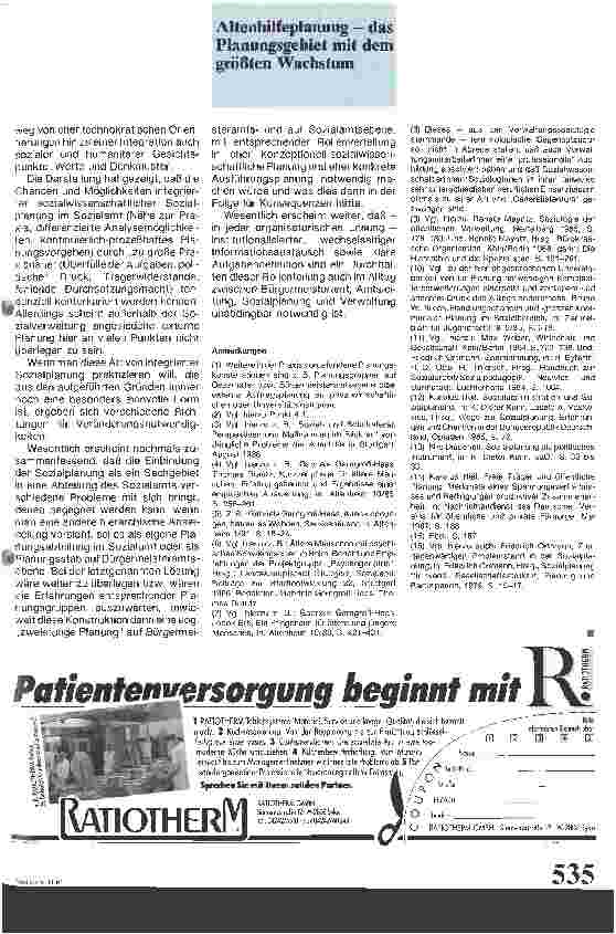 Vorschauseite 5: Kommunale Altenhilfeplanung im Sozialamt
