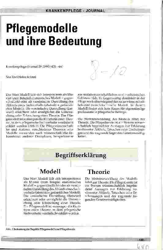 Vorschauseite 1: Pflegemodelle und ihre Bedeutung