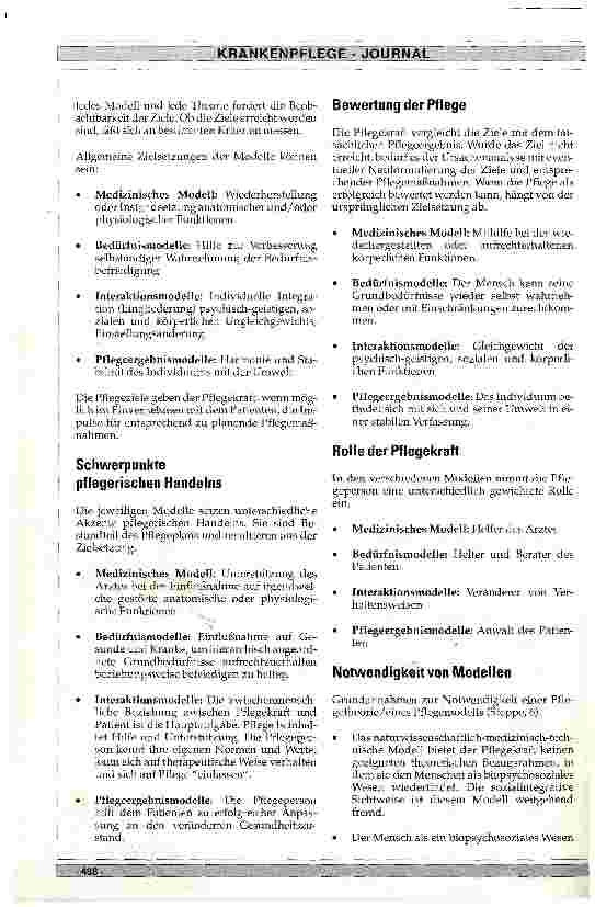 Vorschauseite 4: Pflegemodelle und ihre Bedeutung