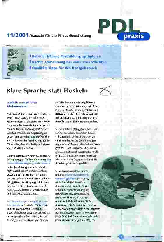 Vorschauseite 1: Klare Sprache statt Floskeln