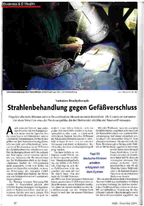 Vorschauseite 1: Strahlenbehandlung gegen Gefäßverschluss