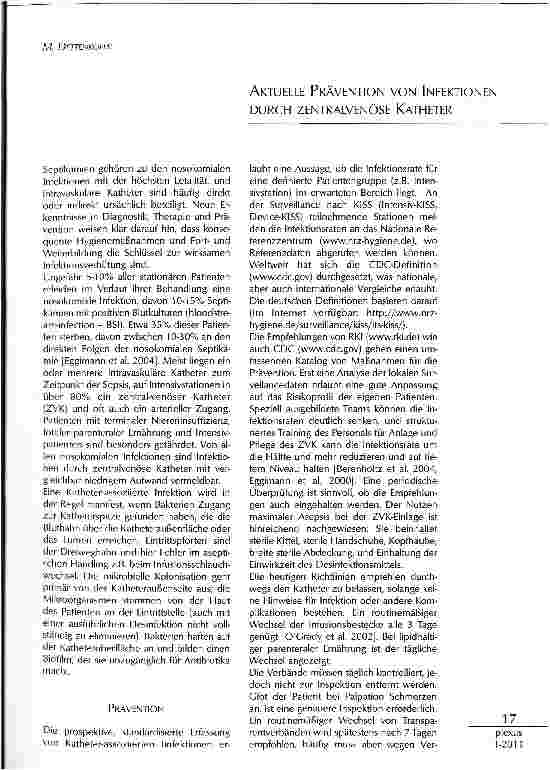 Vorschauseite 1: AKTUELLE PRÄVENTION VON INFEKTIONEN DURCH ZENTRALVENÖSE KATHETER