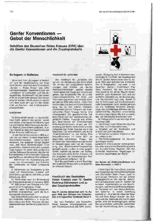 Vorschauseite 1: Genfer Konventionen — Gebot der Menschlichkeit
