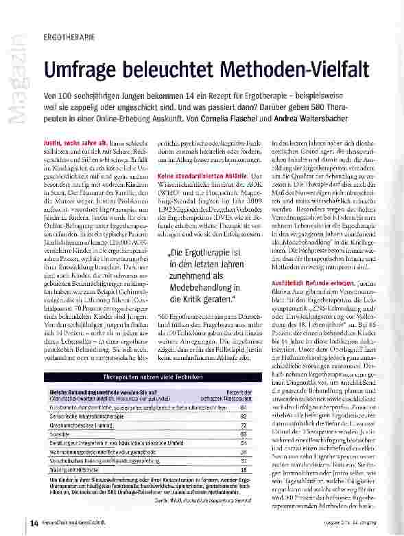 Vorschauseite 1: ERGOTHERAPiEUmfrage beleuchtet Methoden-Vielfalt