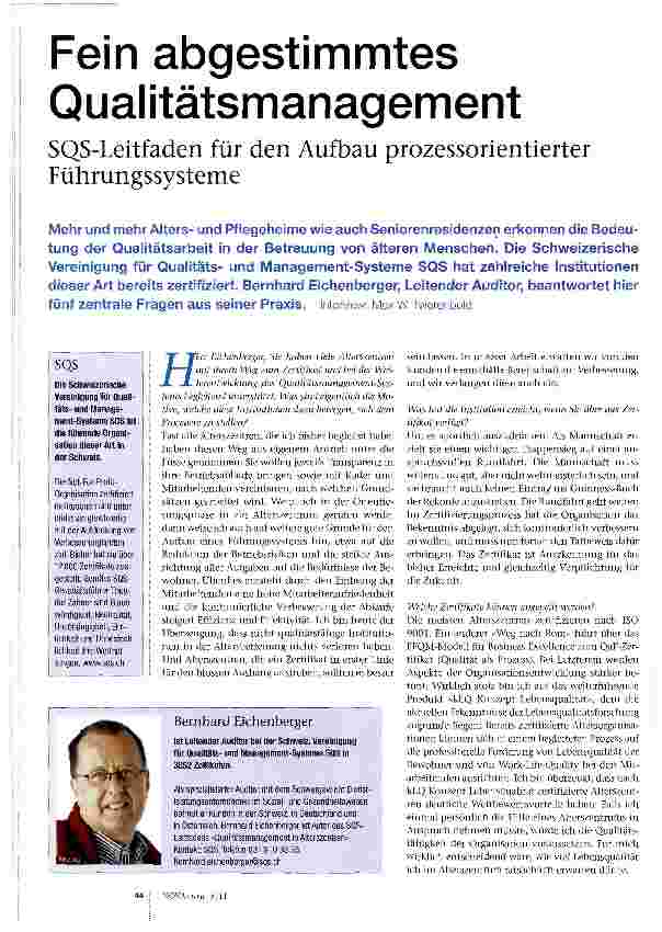 Vorschauseite 1: Fein abgestimmtes Qualitätsmanagement
