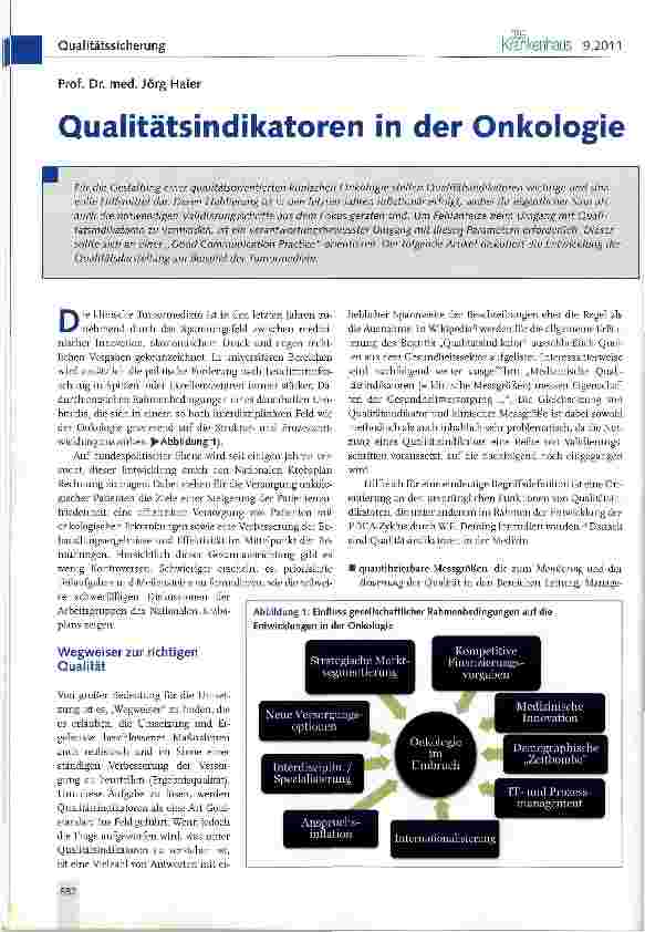 Vorschauseite 1: Qualitätsindikatoren in der Onkologie