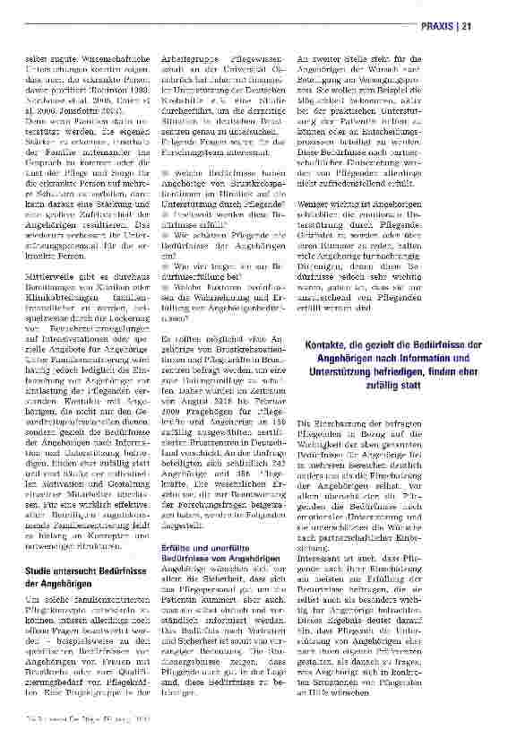 Vorschauseite 2: Brustkrebs: Angehörige brauchen die Unterstützung von Pflegenden