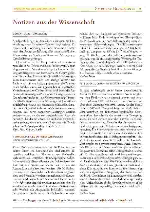 Vorschauseite 1: Notizen aus der Wissenschaft