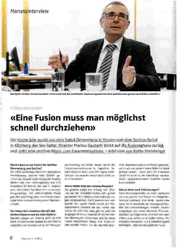 Vorschauseite 1: Eine Fusion muss man möglichst schnell durchziehen