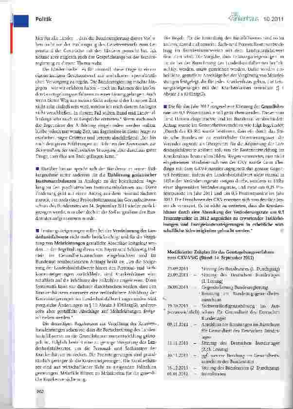 Vorschauseite 2: GKV-Versorgungsstrukturgesetz -Positionen der Bundesländer