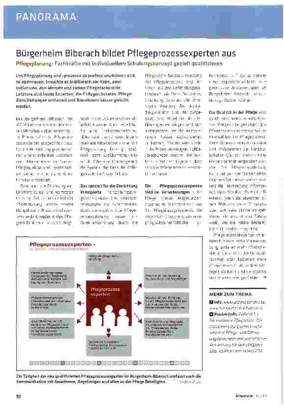 Vorschauseite 1: Bürgerheim Biberach bildet Pflegeprozessexperten aus Pflegeplanung: Fachkräfte mit individuellem Schulungskonzept gezielt qualifizieren