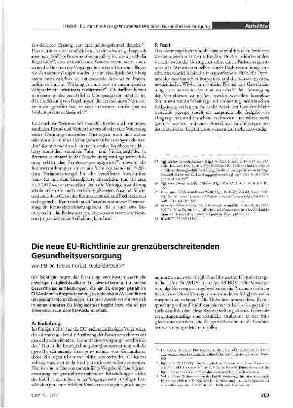 Vorschauseite 1: Die neue EU-Richtlinie zur grenzüberschreitenden Gesundheitsversorgung
