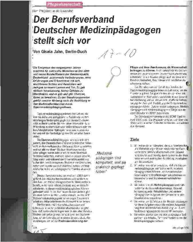 Vorschauseite 1: Der Berufsverband Deutscher Medizinpädagogen stellt sich vor