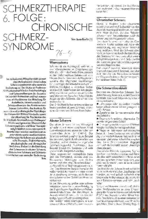 Vorschauseite 1: Schmerztherapie: 6. Folge: Chronische Schmerzsyndrome