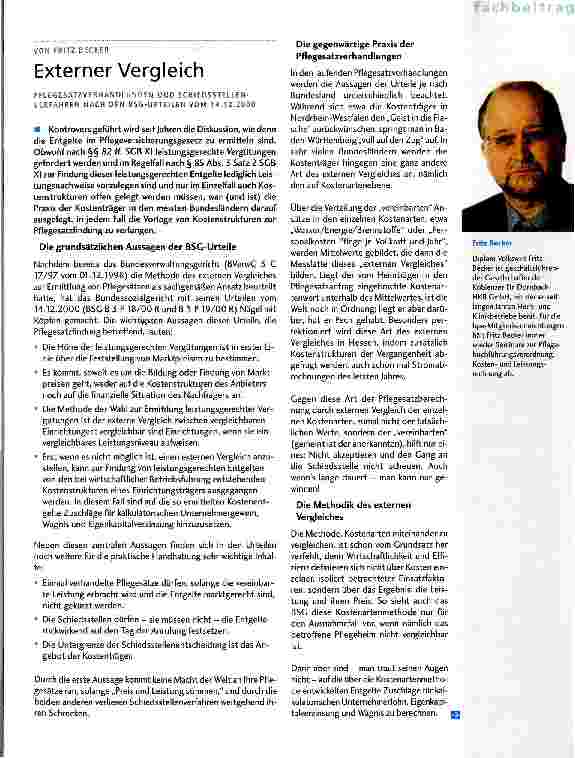 Vorschauseite 1: Externer Vergleich Pflegesatzverhandlungen und Schiedsstellenverfahren nach den BSG-Urteilen vom 14.12.2000