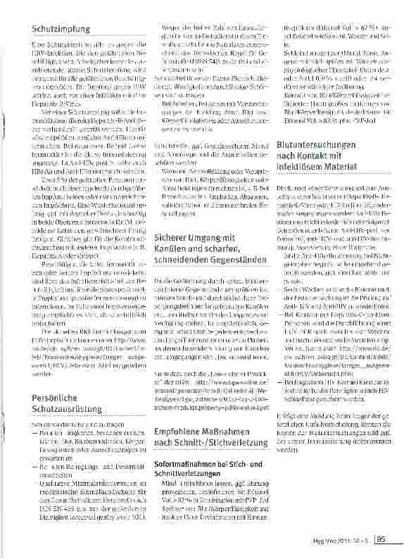 Vorschauseite 2: Prävention blutübertragbarer Virusinfektionen