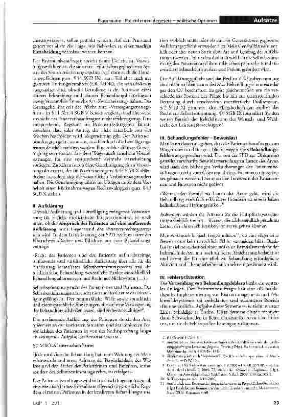 Vorschauseite 2: Patientenrechtegesetz - politische Optionen
