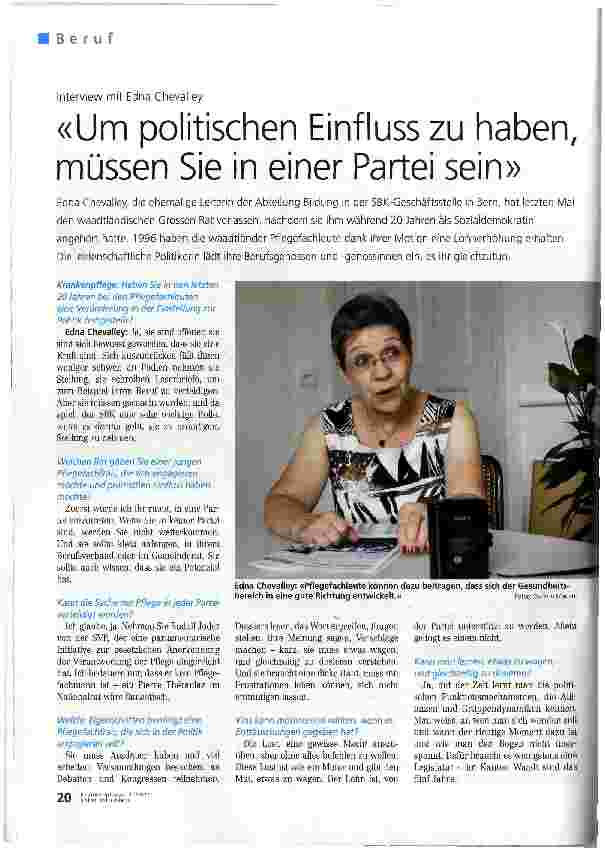 Vorschauseite 1: «Um politischen Einflusszu haben, müssen Sie in einer Partei sein»