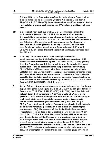 Vorschauseite 4: III. Personalvertretungsund Betriebsverfassungsrecht Gültigkeit einer Personalratswahl in einer militärischen Dienststelle