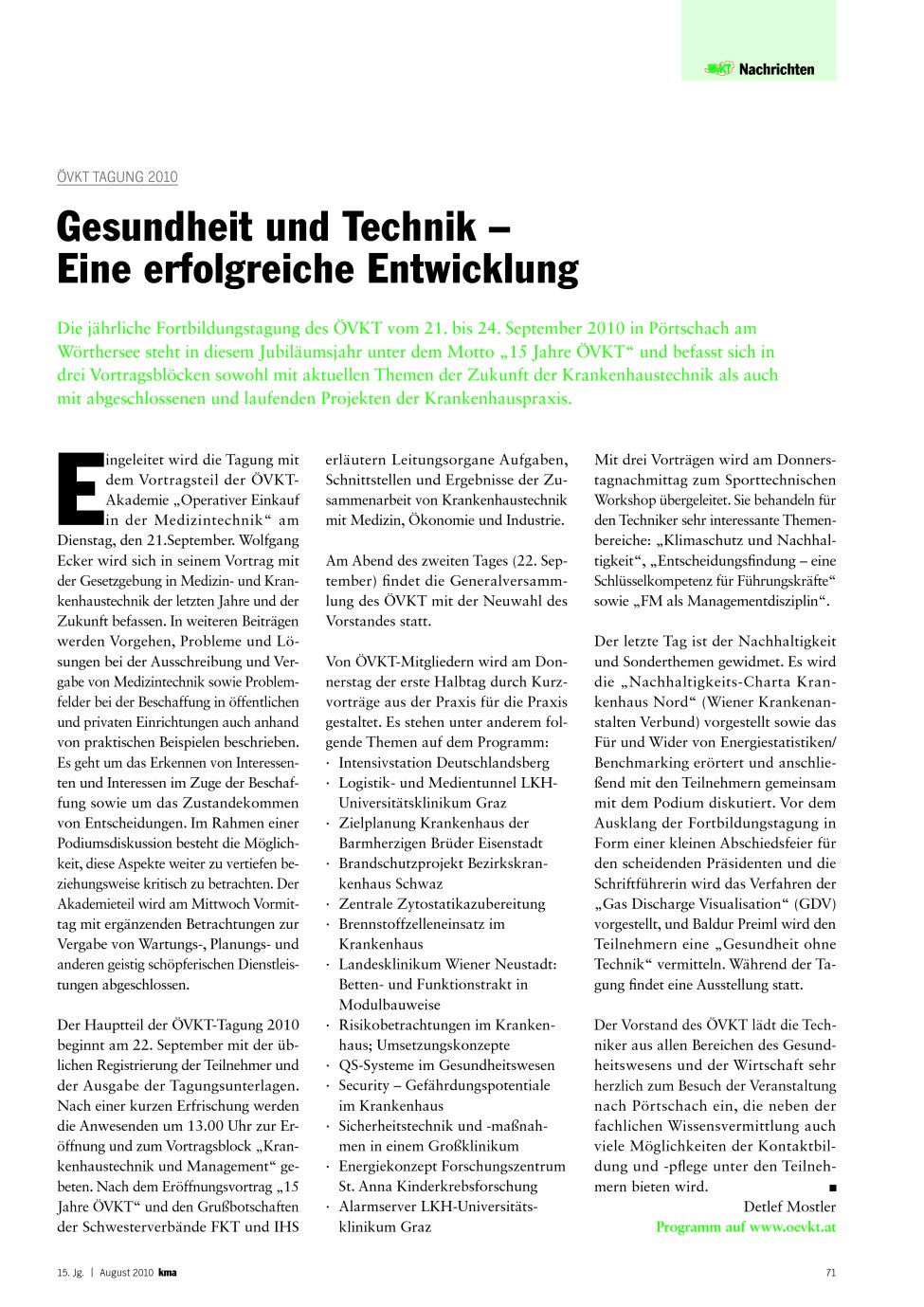 Vorschauseite 1: Gesundheit und Technik – Eine erfolgreiche Entwicklung