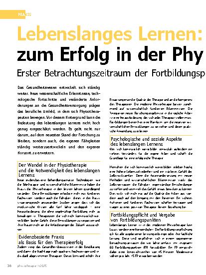 Vorschauseite 1: Lebenslanges Lernen: Der Schlüssel zum Erfolg in der Physiotherapie