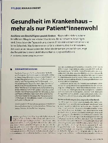 Vorschauseite 1: Gesundheit im Krankenhaus - mehr als nur Patient*innenwohl