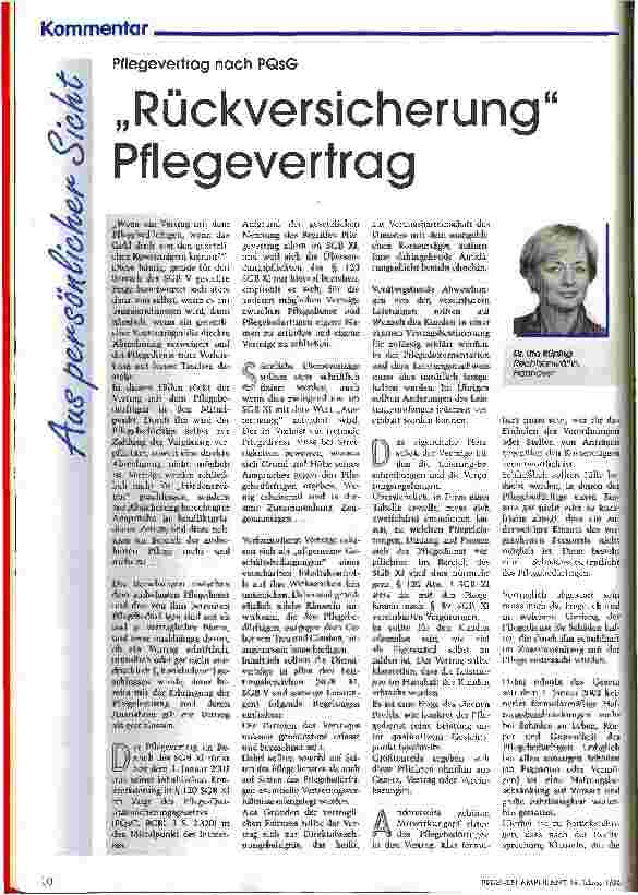 Vorschauseite 1: Rückversicherung Pflegevertrag