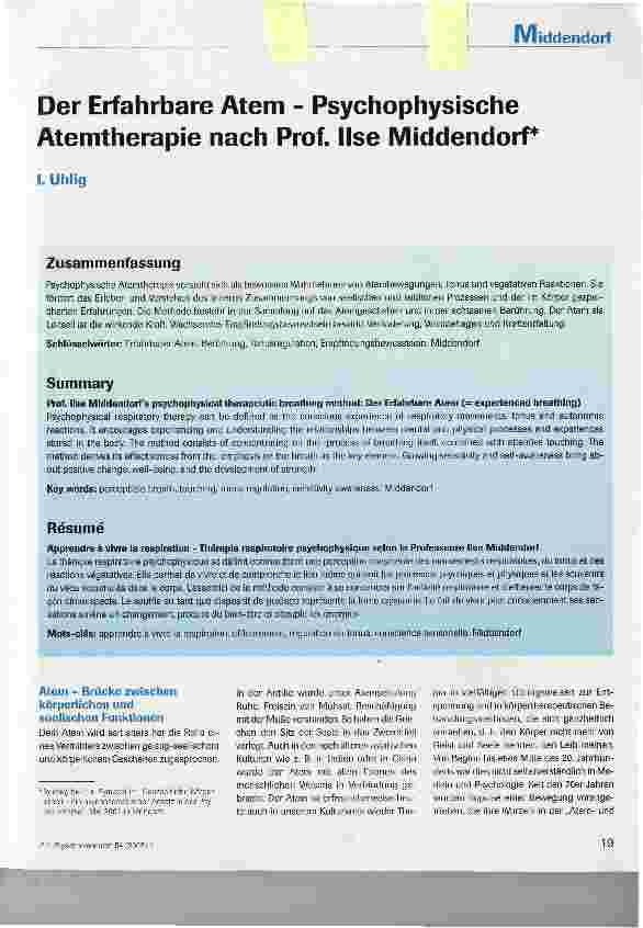 Vorschauseite 1: Der Erfahrbare Atem - Psychophysische Atemtherapie nach Prof. Ilse Middendorf