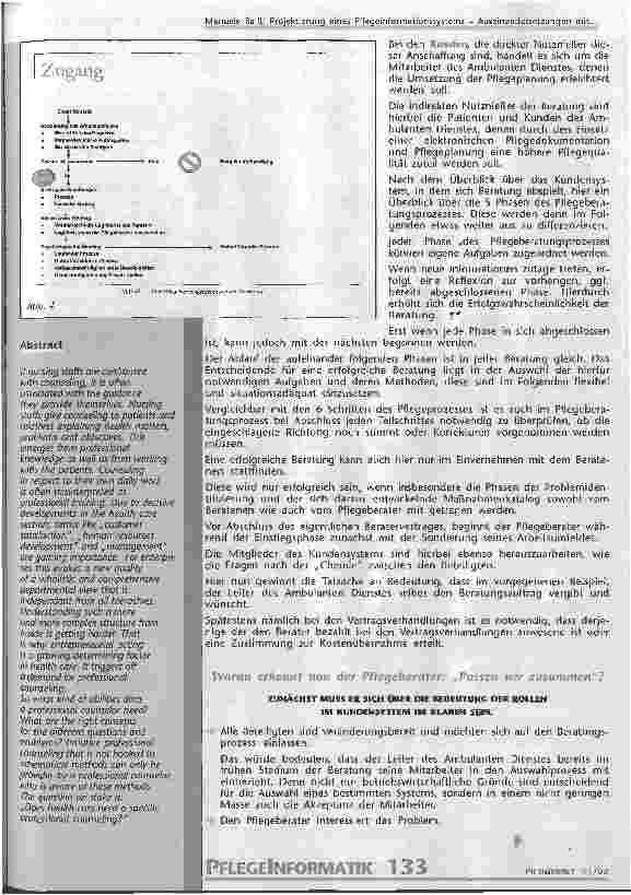 Vorschauseite 3: Projektierung eines Pflegeinformationssystems Auseinandersetzung mit dem Wesen der Beratung