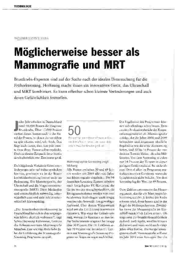 Vorschauseite 1: Möglicherweise besser als Mammografie und MRT