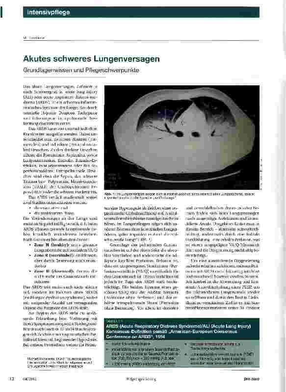 Vorschauseite 1: Akutes schweres Lungenversagen
