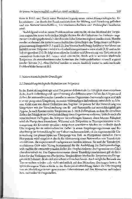 Vorschauseite 3: Totipotenz im Spannungsfeld von Biologie, Ethik und Recht