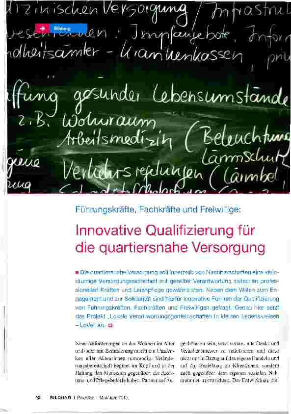 Vorschauseite 1: Innovative Qualifizierung für die quartiersnahe Versorgung