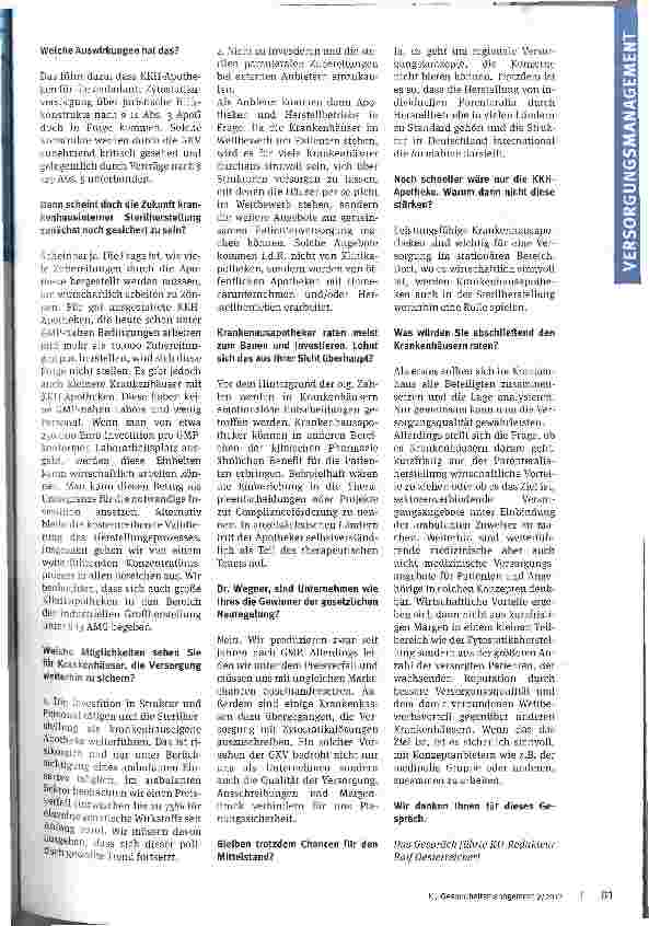 Vorschauseite 2: Pharmazie im KrankenhausDas Ende der klinikinternen Komplettversorgung?
