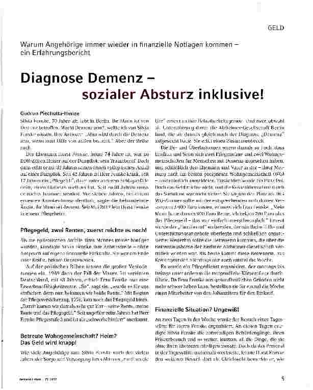 Vorschauseite 1: Diagnose Demenz - sozialer Absturz inklusive!