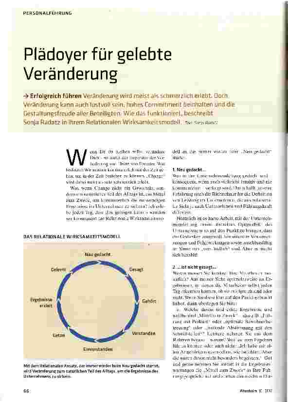 Vorschauseite 1: Plädoyer für gelebte Veränderung