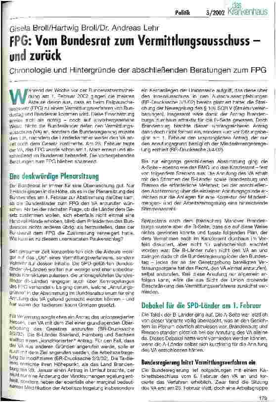 Vorschauseite 1: FPG: Vom Bundesrat zum Vermittlungsausschuss - und zurück