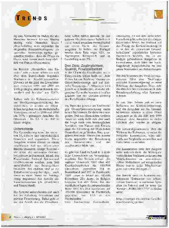 Vorschauseite 2: Zugänglichkeit, Qualität, Finanzierbarkeit: Europäische Kommission befasst sich mit Gesundheitswesenund Altenpflege