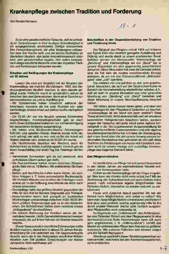 Vorschauseite 1: Krankenpflege zwischen Tradition und Forderung