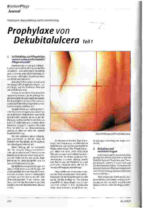 Vorschauseite 1: Prophylaxe von Dekubitalulcera - Teil 1 Vorbeugen, Hauterhaltung und Druckentlastung