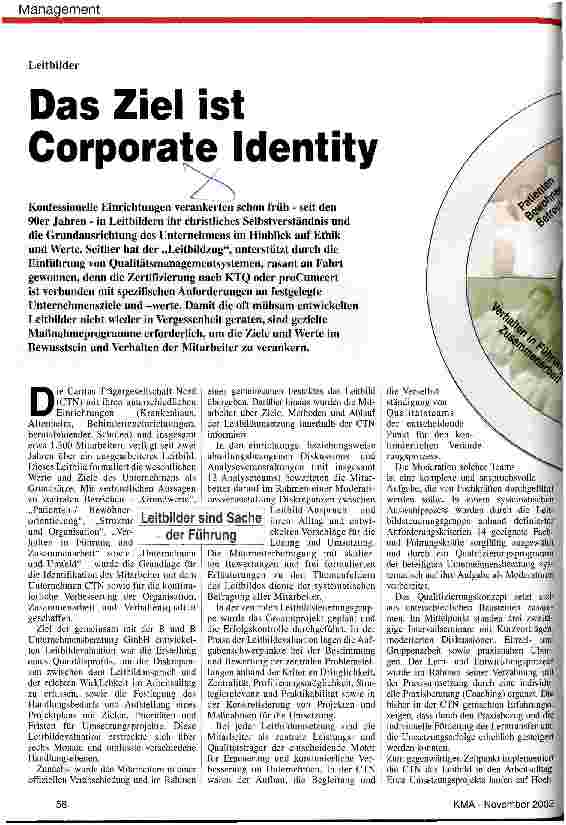 Vorschauseite 1: Leitbilder: Das Ziel ist Corporate Identity