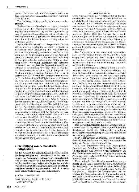 Vorschauseite 1: Freistellung von Personalratsmitgliedern