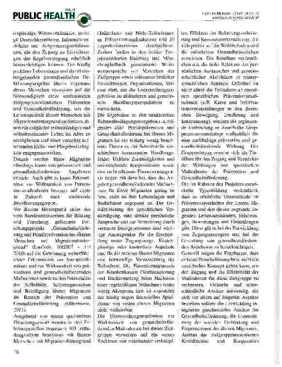 Vorschauseite 2: Gesundheitsförderung und Primärprävention bei älteren Menschen mit Migrationshintergrund