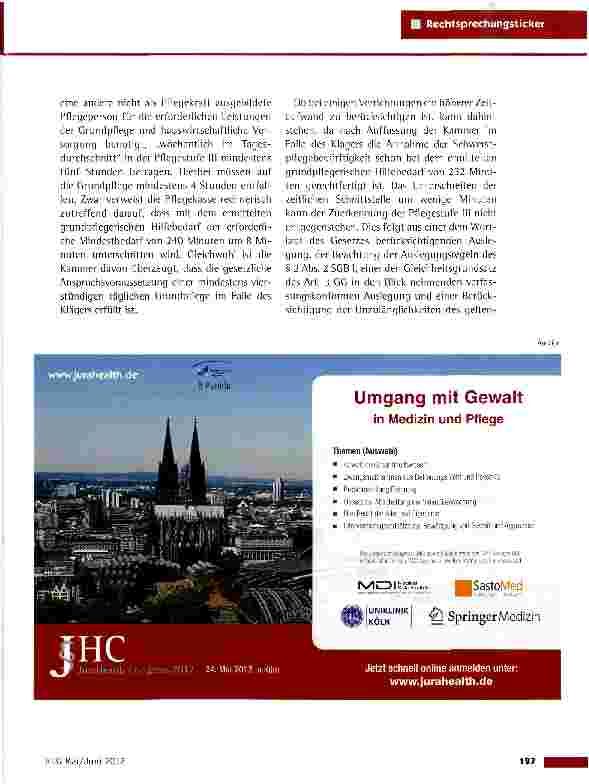 Vorschauseite 2: Gewährung von Leistungen der Pflegestufe III SG Münster vom 10.2.2012
