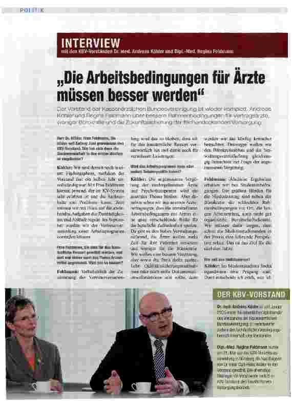 Vorschauseite 1: „Die Arbeitsbedingungen für Arzte müssen besser werden