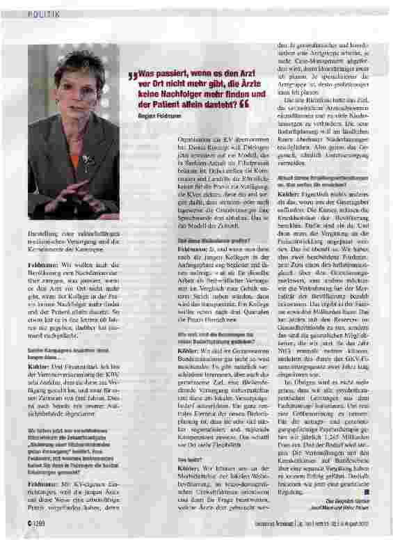 Vorschauseite 3: „Die Arbeitsbedingungen für Arzte müssen besser werden