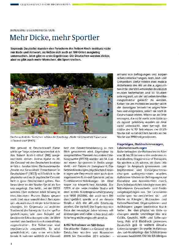 Vorschauseite 1: Mehr Dicke, mehr Sportler