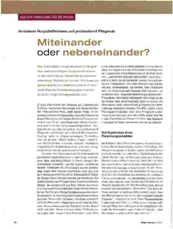 Vorschauseite 1: Miteinander oder nebeneinander?