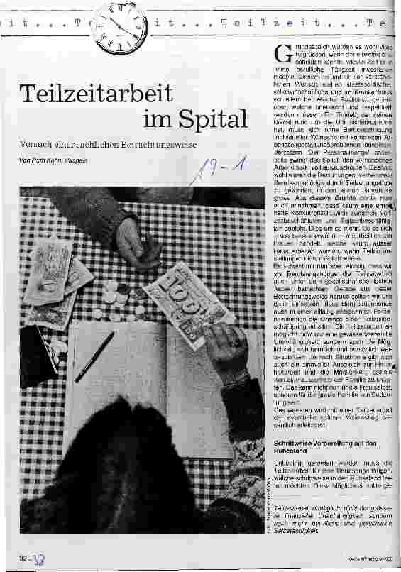 Vorschauseite 1: Teilzeitarbeit im Spital Versuch einer sachlichen Betrachtungsweise