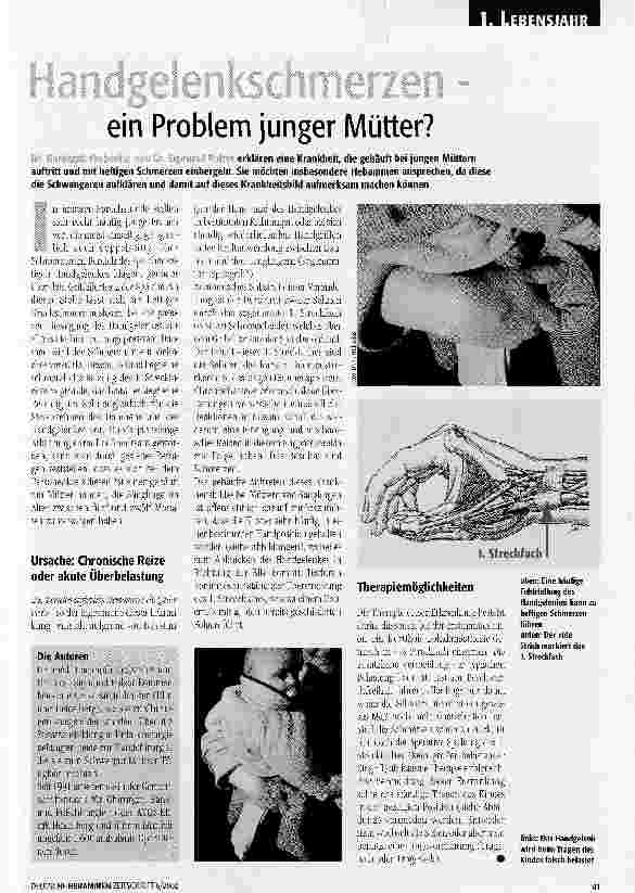 Vorschauseite 1: Handgelenkschmerzen - ein Problem junger Mütter